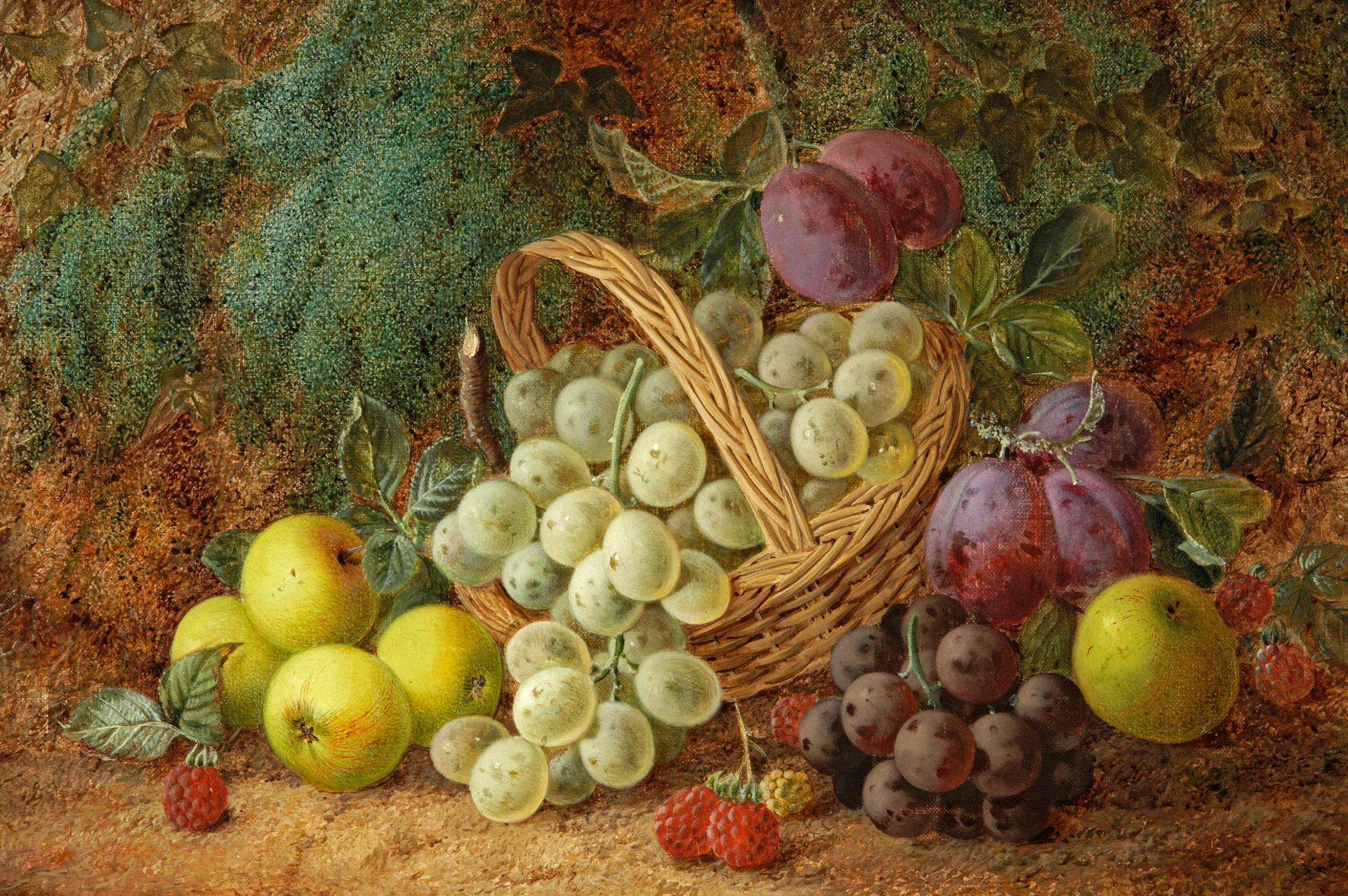George Clare (1835-1890) - Still-life with birds nest and flowers; and Still-life with fruit