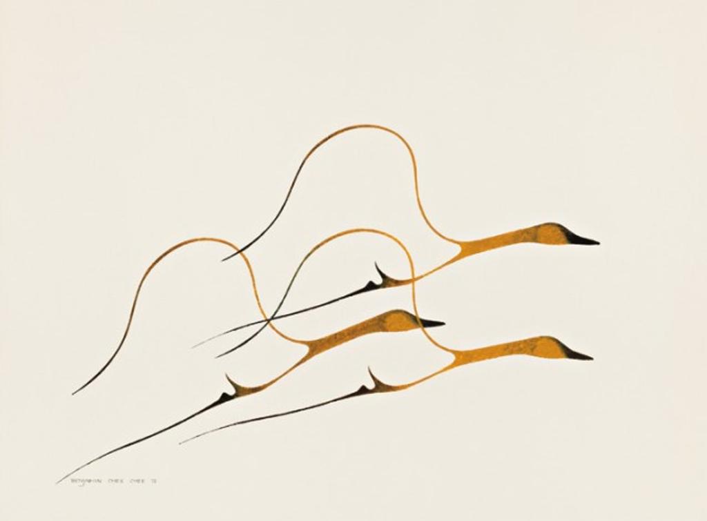 Benjamin Chee Chee (1944-1977) - Ojibwa, Three Flying Geese, 1975