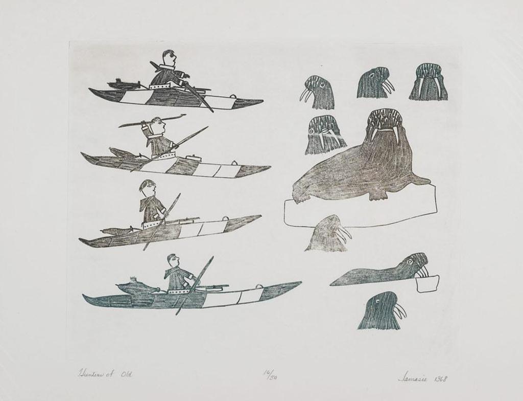 Jamasie Teevee (1910-1985) - Hunters Of Old