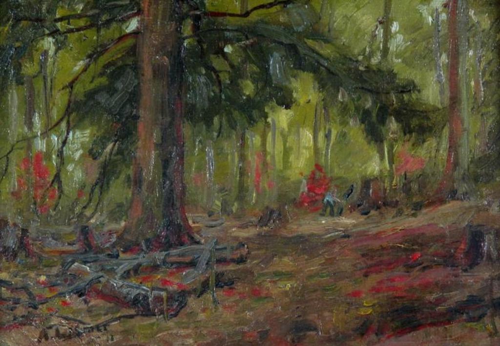 Arthur Lismer (1885-1969) - Gathering Logs In A Forest Clearing; 1911