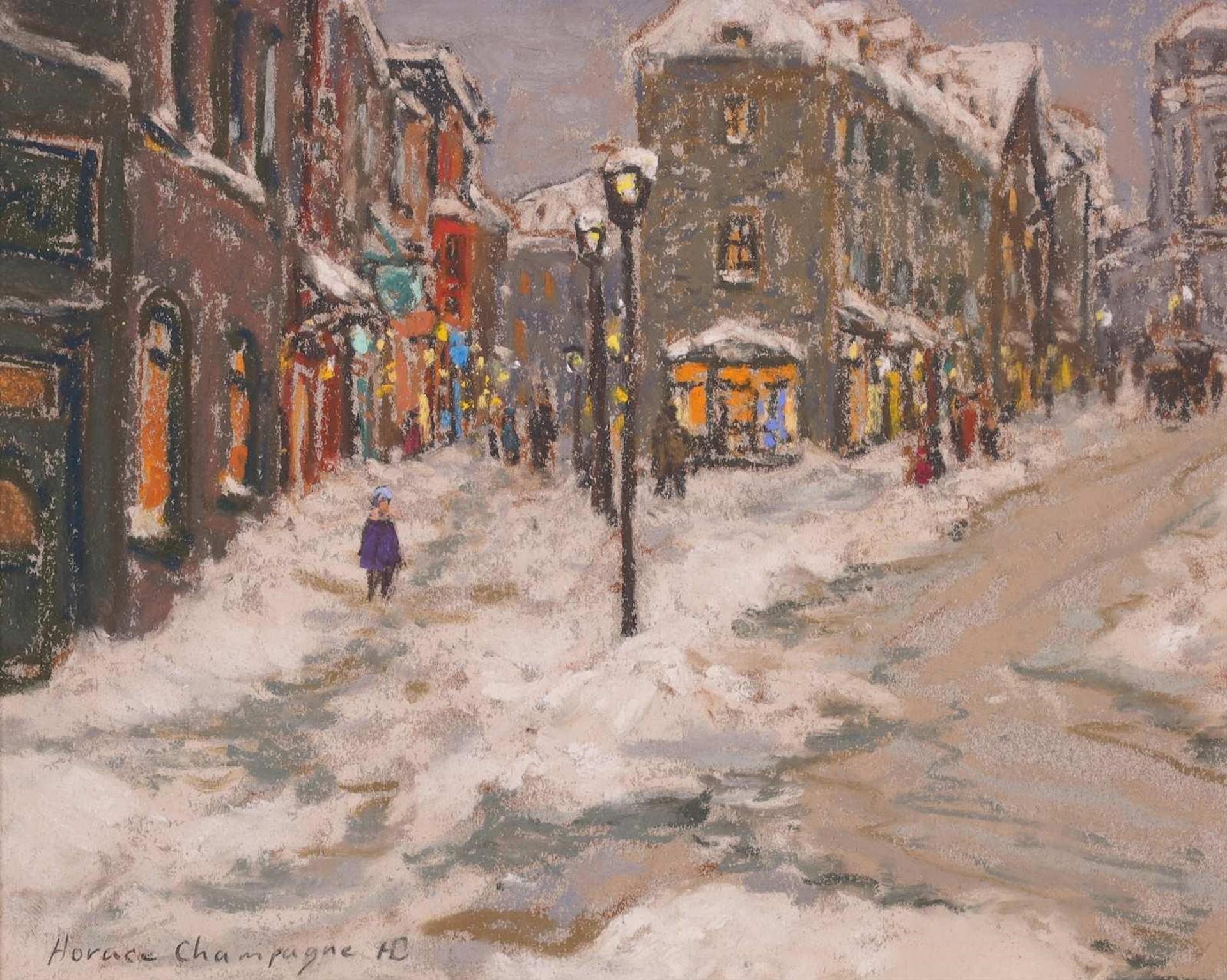 Horace Champagne (1937) - Journee Douce De Fevrier (Rue De La Fabrique, Vieux Quebec); 1990