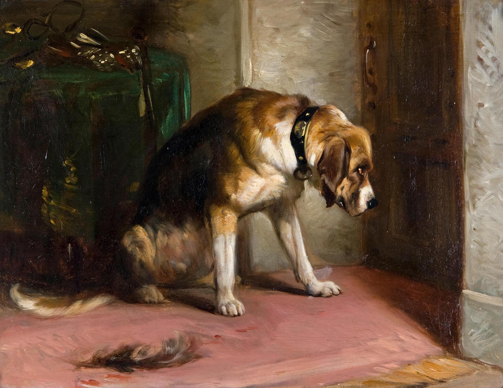 Sir Edwin Henry Landseer (1802-1873) - Suspense 19 x 23 1/2in (48.2 x 59.5cm)