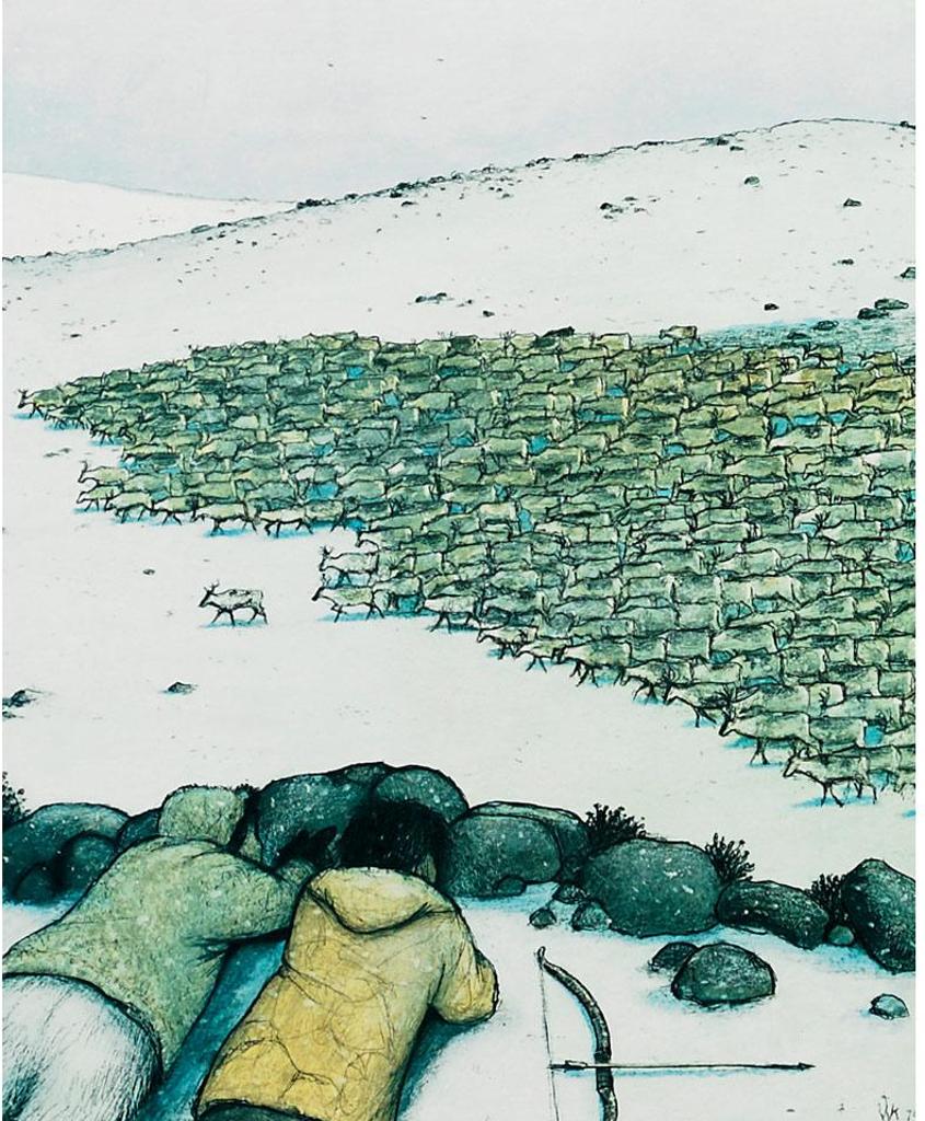 William Kurelek (1927-1977) - Stalking Migrating Caribou