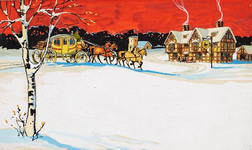 Arthur Henry Hider (1870-1952) - An Unexpected Meeting; Dominion Metalic Cartridge; Winter Landscape with Stagecoach