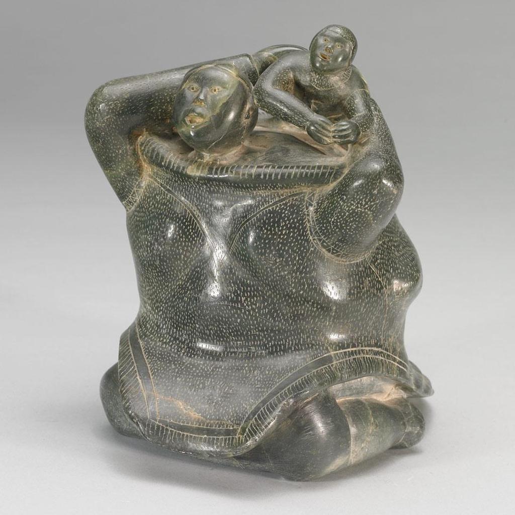 Levi Qumaluk (1919-1997) - A Mother Pulling Child From Her Amaut