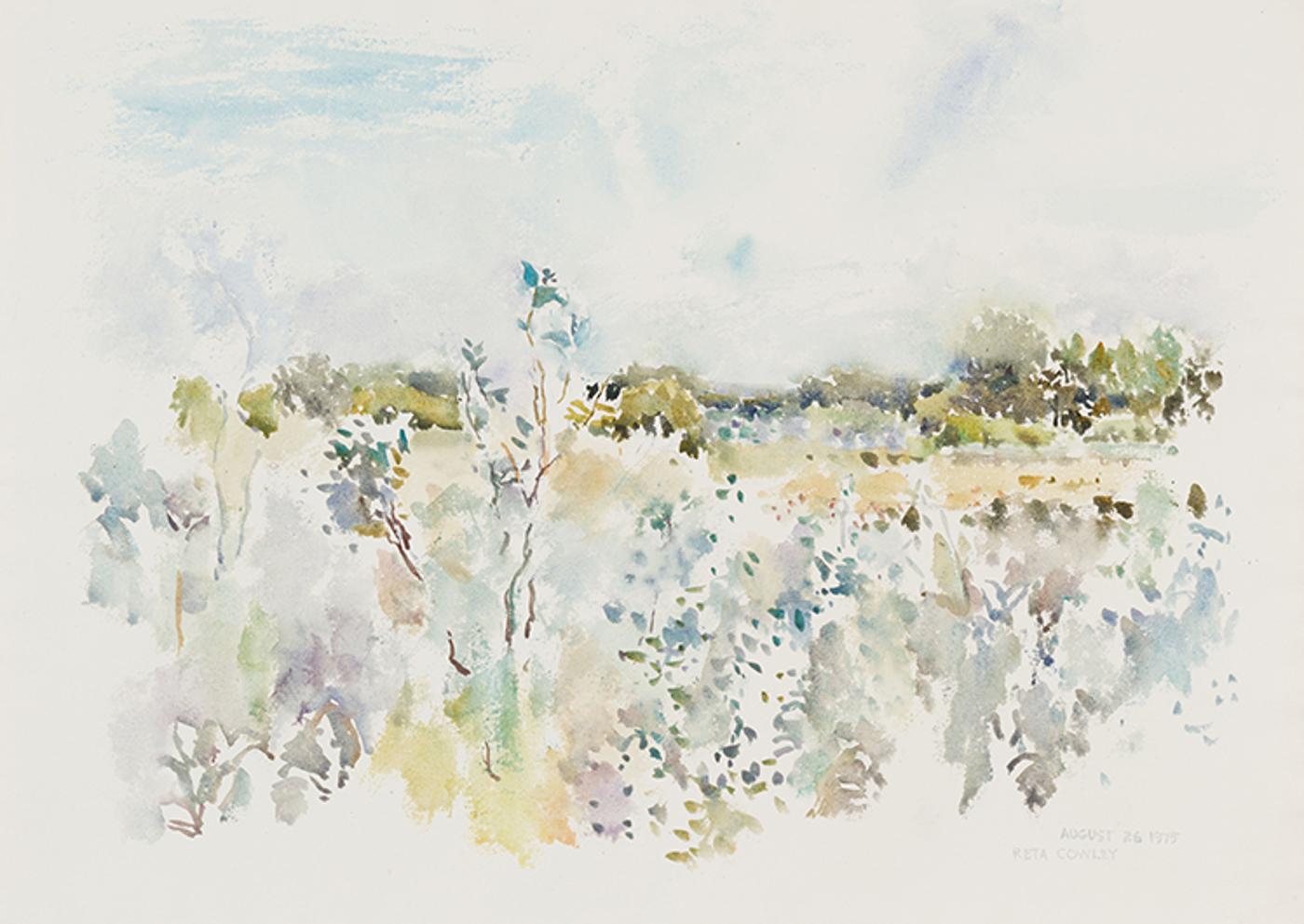 Reta Madeline Cowley (1910-2004) - Pasture & Silverberry Bushes #2