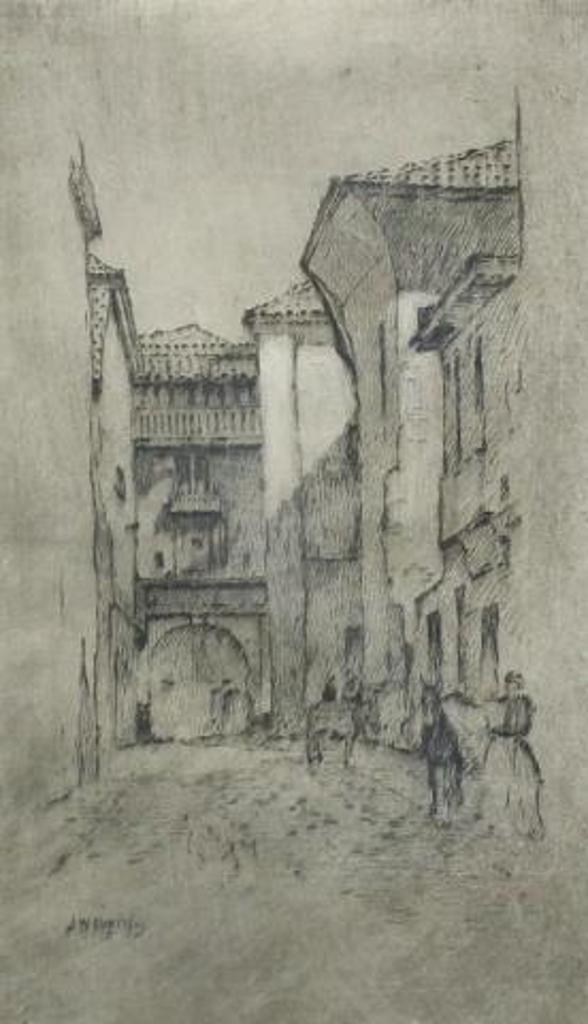 John William (J.W.) Beatty (1869-1941) - Activity on a Town Lane