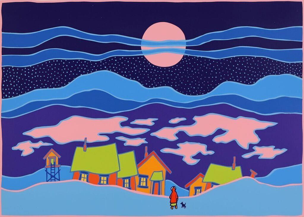Ted Harrison (1926-2015) - Snow Moon; 1990