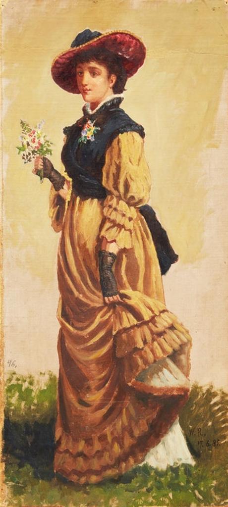 William Raphael (1833-1914) - Portrait of a Young Woman with Flowers