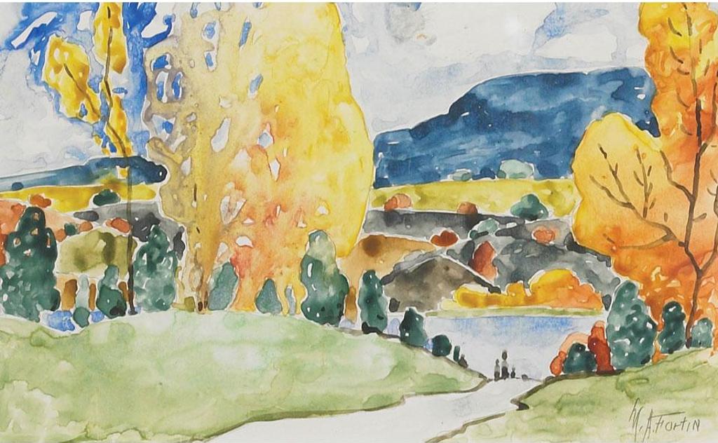 Marc-Aurèle Fortin (1888-1970) - Scene D’Automne Avec Grands Arbres