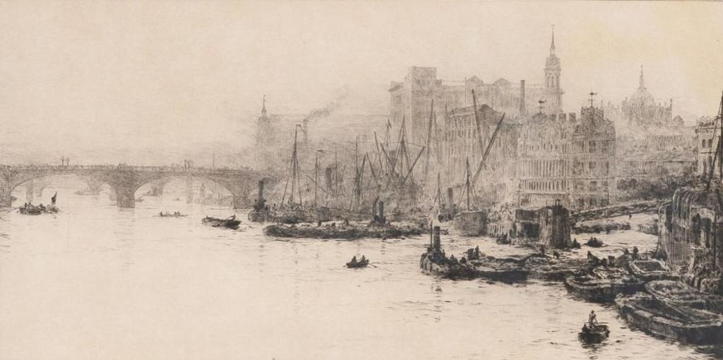 William Lionel Wyllie (1851-1931) - London Bridge & Adelaide Buildings
