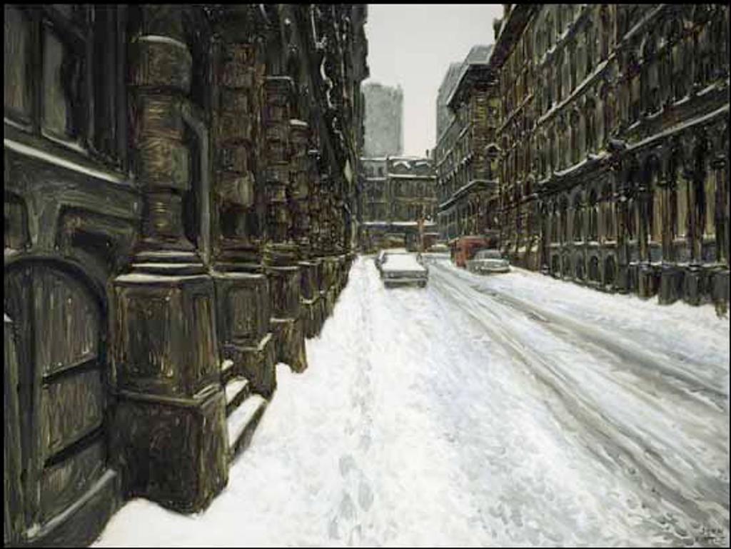 John Geoffrey Caruthers Little (1928-2024) - Chute de neige léger, Rue St. Hélène (Des Recollets), Montréal