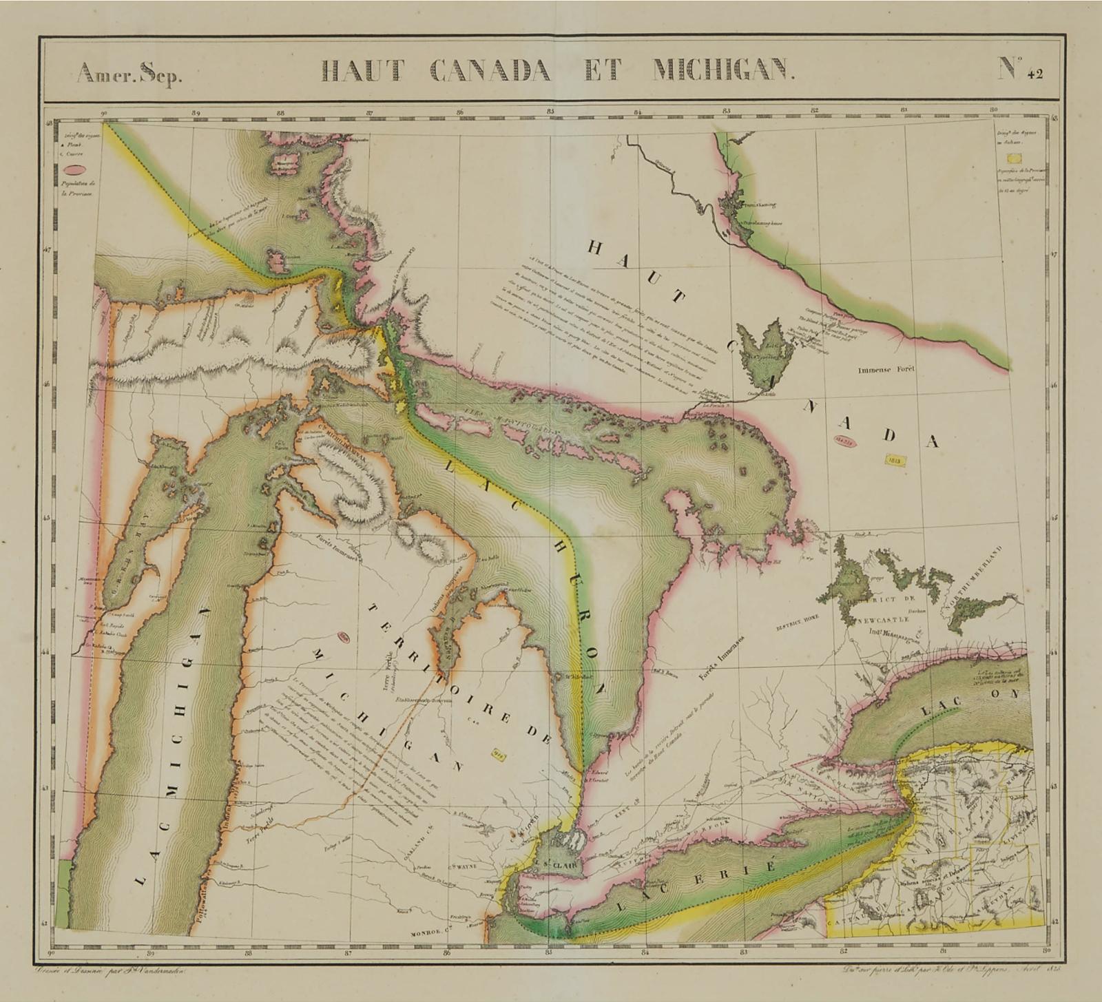 Philippe Marie Vandermaelen (1795-1869) - Haute Canada Et Michigan