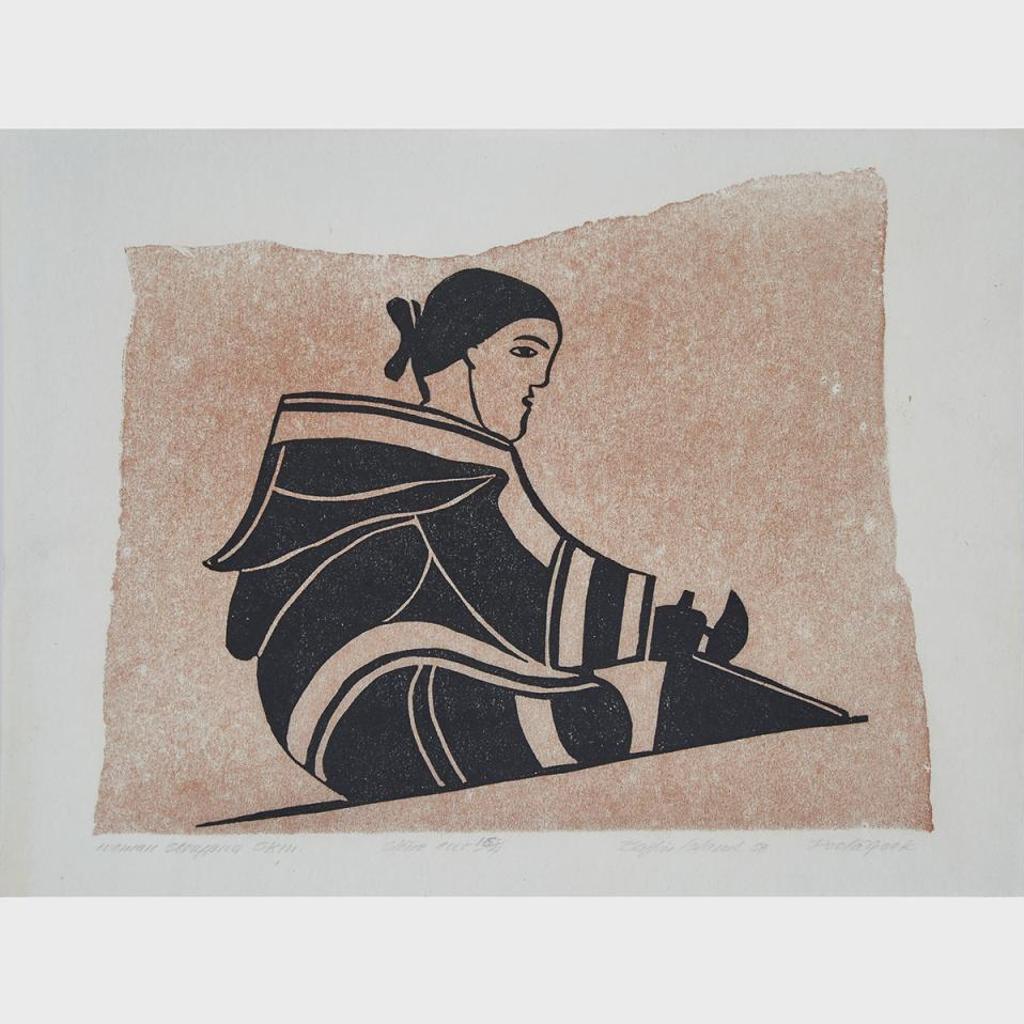 Joseph Pootoogook (1887-1958) - Woman Scraping Skin