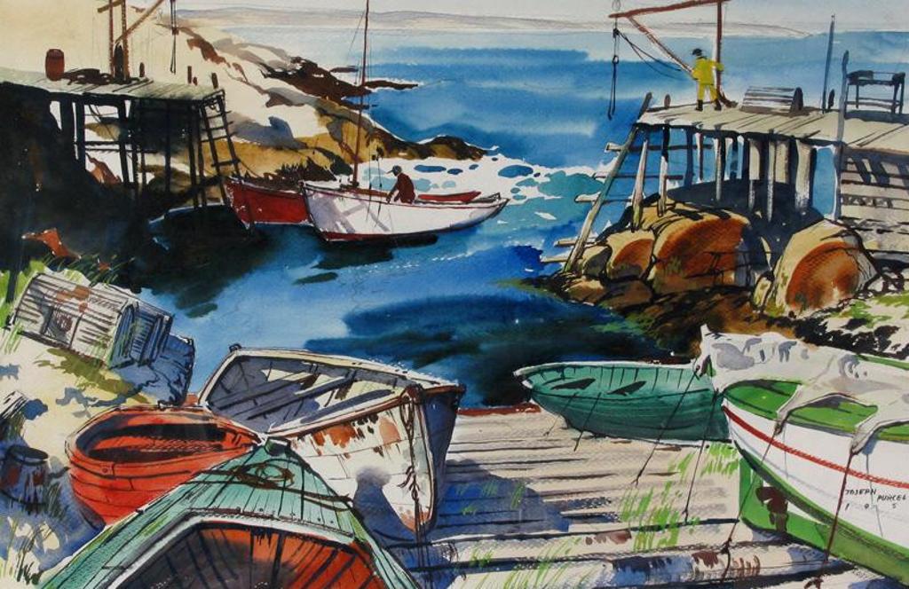 Joseph Douglas Purcell (1927-2015) - Boats In A Cove