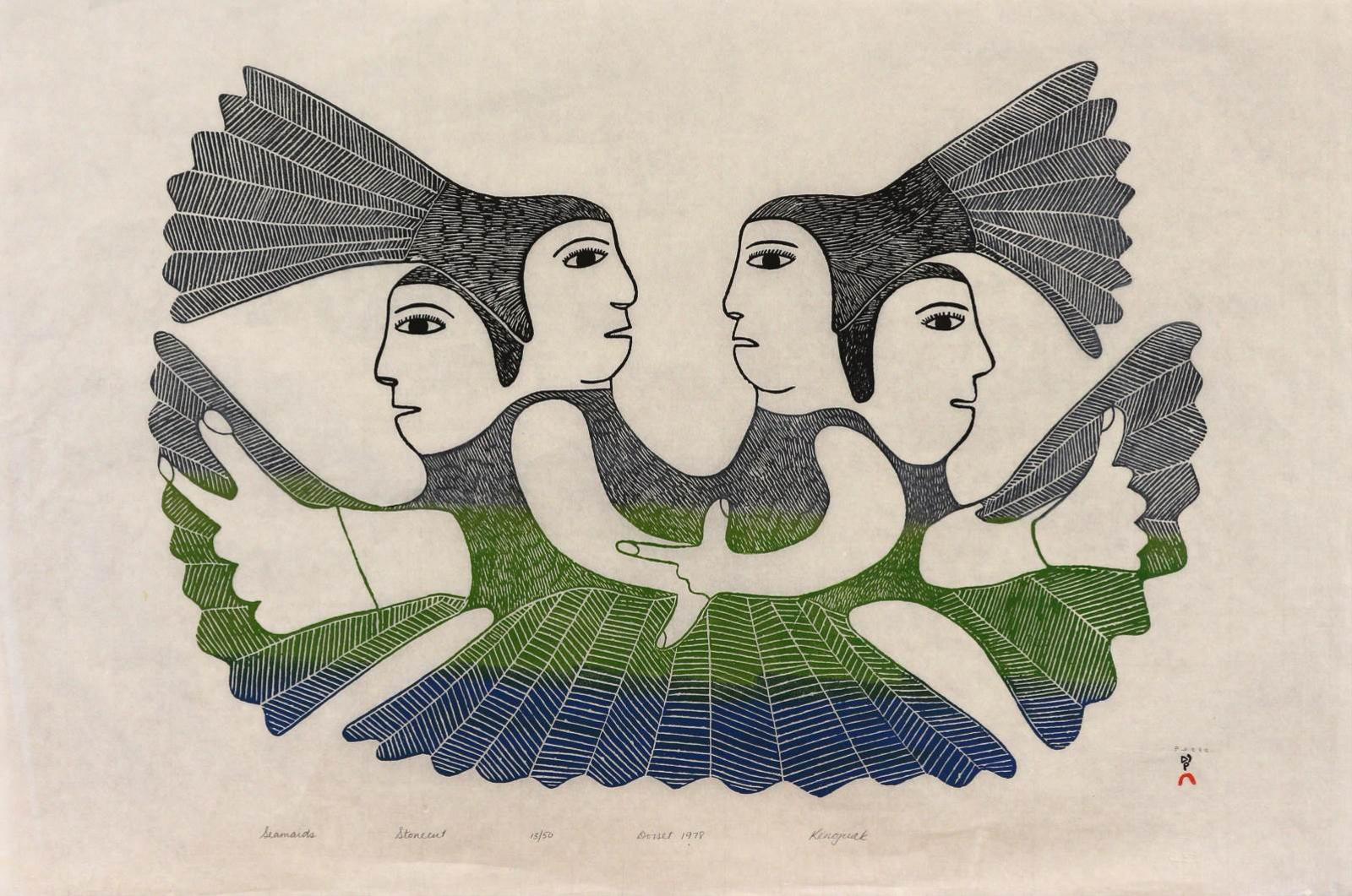 Kenojuak Ashevak (1927-2013) - Seamaids; 1978