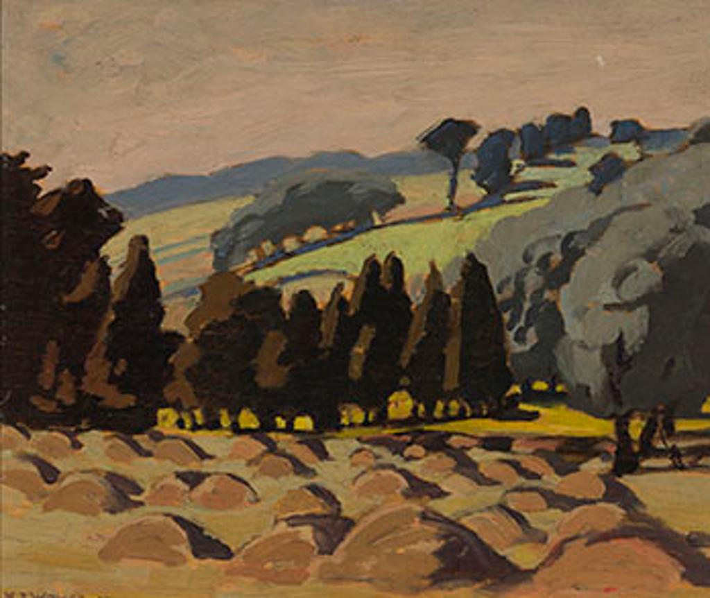 Mary Evelyn Wrinch (1877-1969) - Wheat Stooks / Courtyard (verso)