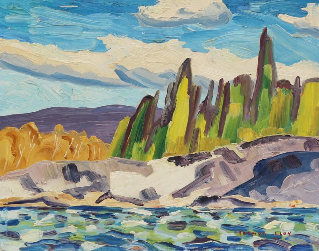Arthur George Lloy (1929-1986) - White Caps Against Rocky Shore; 1964
