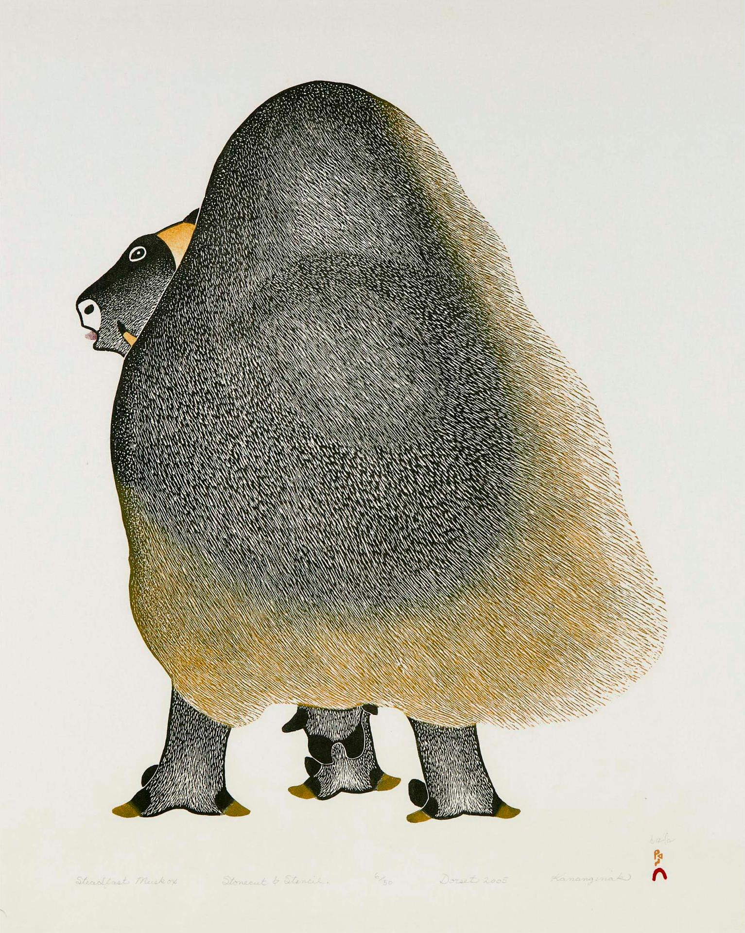 Kananginak Pootoogook (1935-2010) - Steadfast Musk Ox, 2005