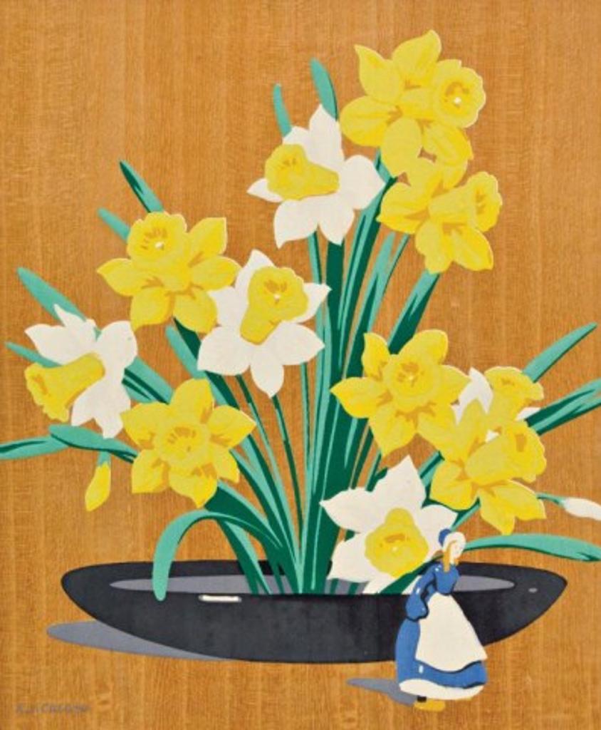Alfred Joseph (A.J.) Casson (1898-1992) - Daffodils with Figurine