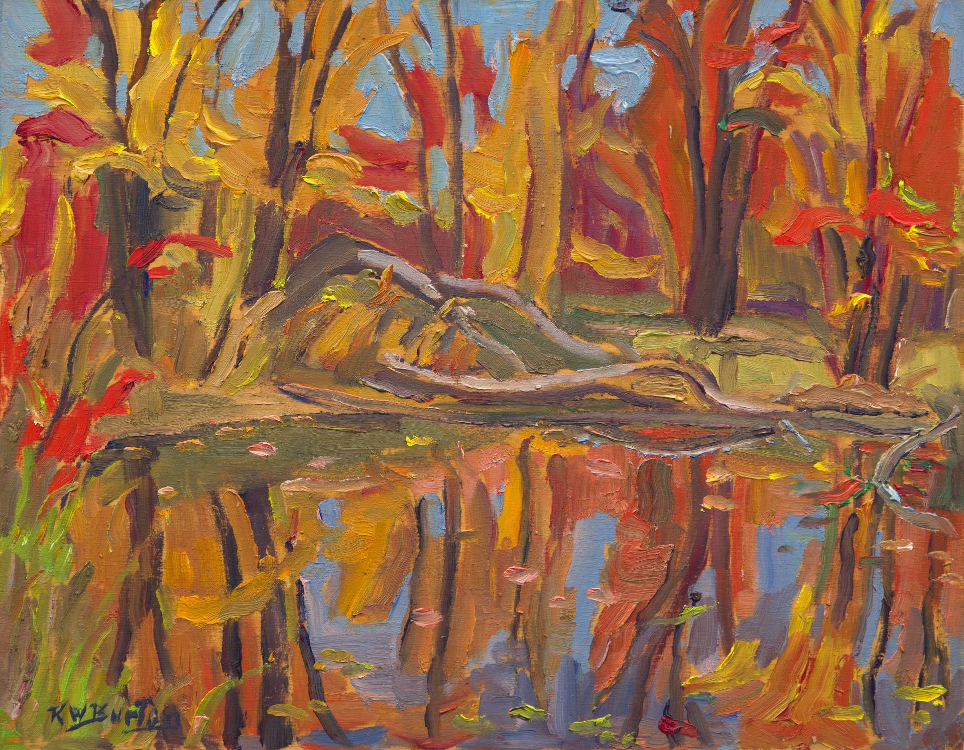 Ralph Wallace Burton (1905-1983) - Reflections in a Pond Off the North Gower, 1976