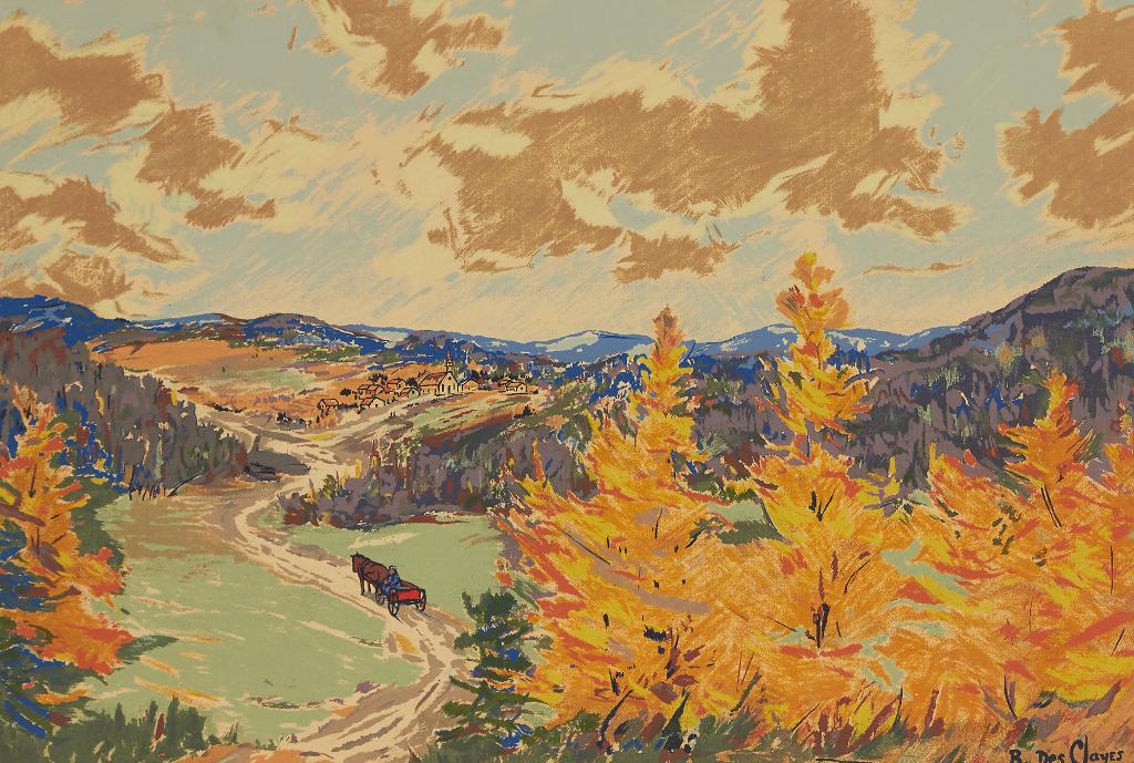 Berthe Des Clayes (1877-1968) - Landscape with Horse and Wagon