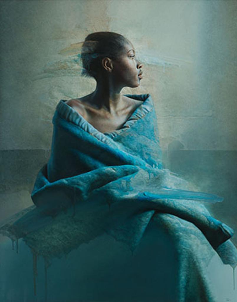 István Sándorfi (1948-2007) - Profil Turquoise, Peinture Noir