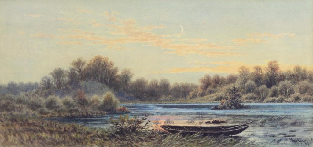 Frederick Arthur Verner (1836-1928) - Boat At The Waters Edge; 1881