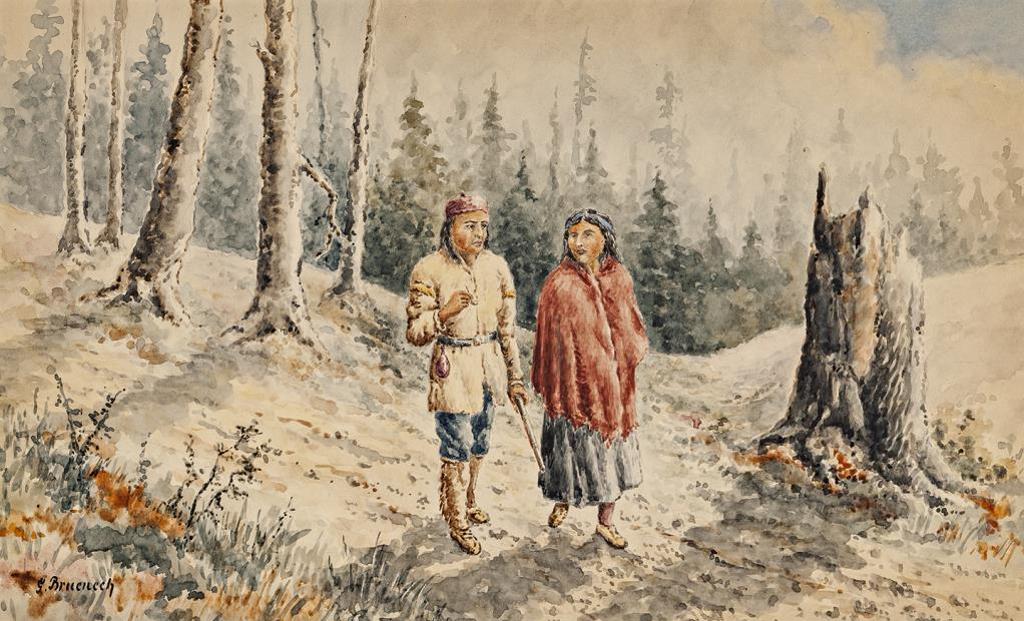 George Robert Bruenech (1851-1916) - Indian and Squaw