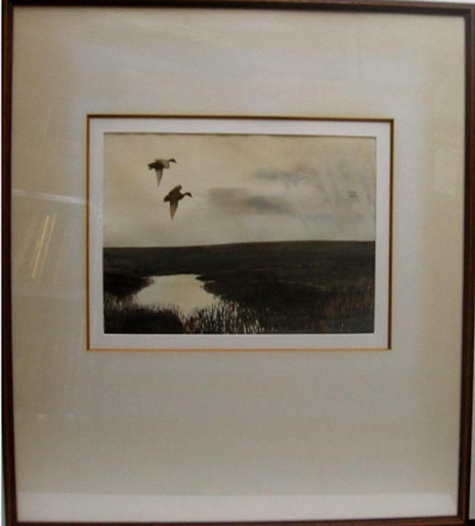 Hubert Pepper - Two Ducks Flying Over Marsh