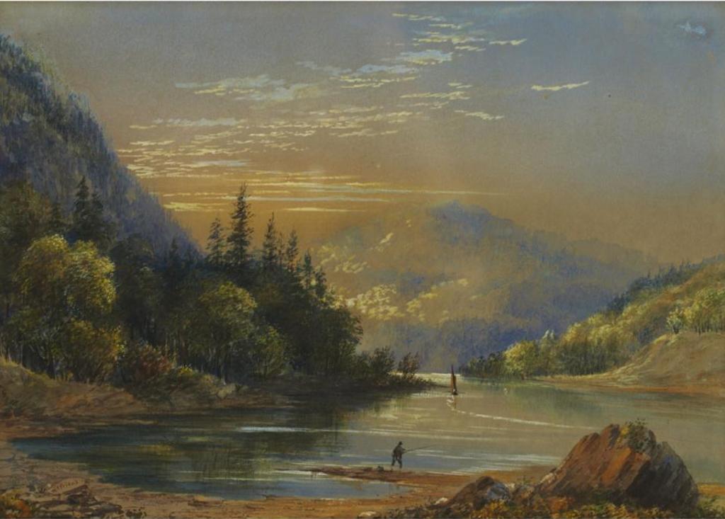 Washington Frederick Friend (1820-1886) - Mountain Vista With Fisherman