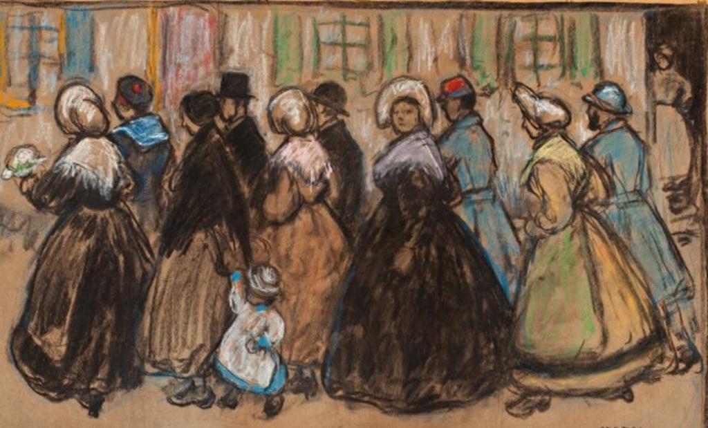 Isobel Rae (1860-1940) - The Wedding Procession, Etaples