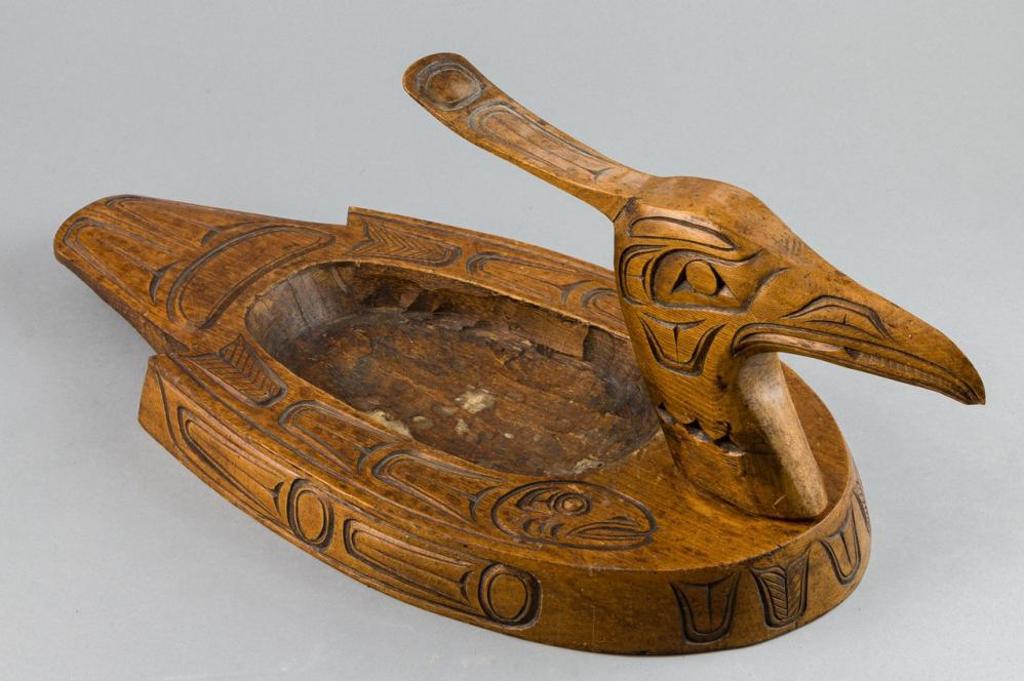 Lloyd Wilson - a stained cedar carved bowl in the form of a loon