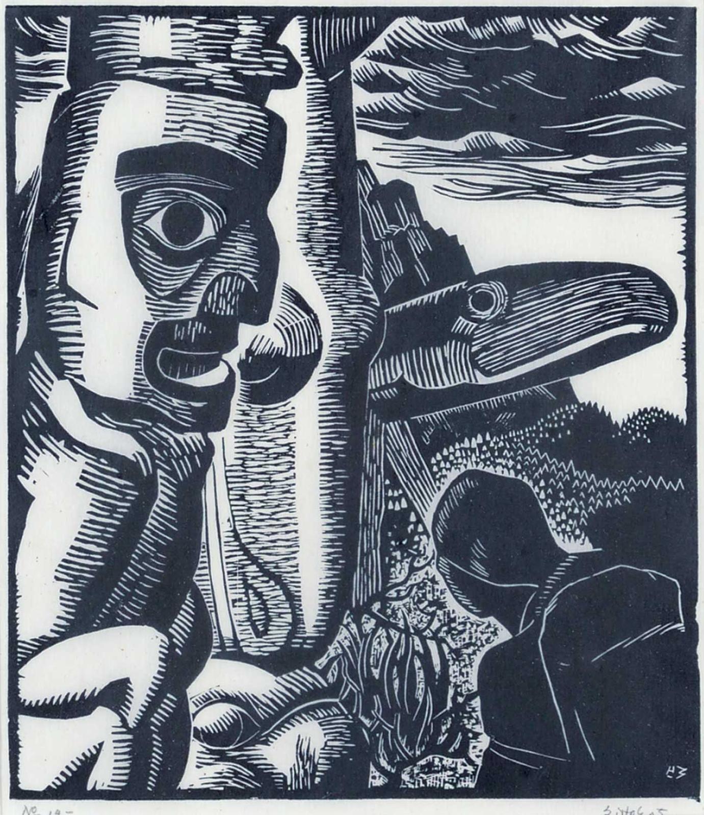 Edwin Headley Holgate (1892-1977) - Totem Poles No. 3 #14/18