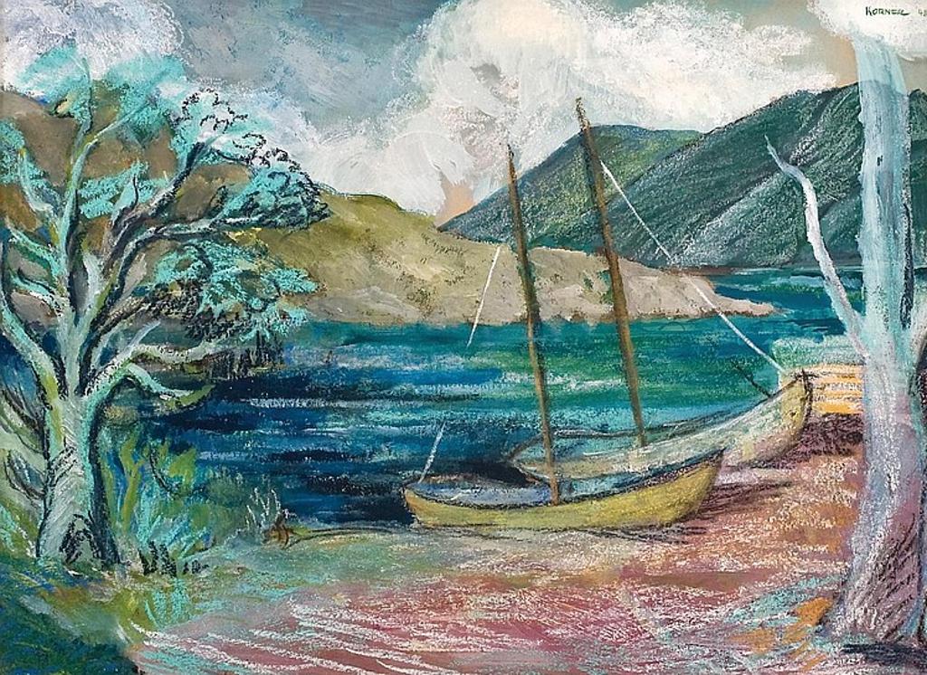 John Michael Anthony Koerner (1913-2014) - LANDSCAPE WITH TWO BOATS