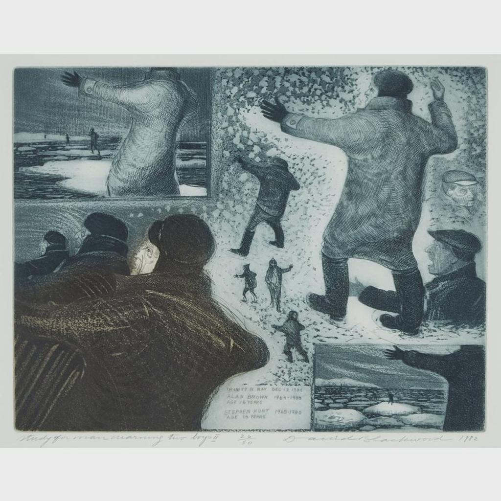David Lloyd Blackwood (1941-2022) - Study For Man Warning Two Boys