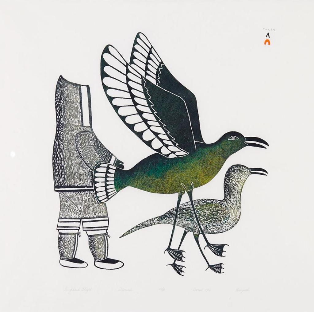 Kenojuak Ashevak (1927-2013) - Frightened Flight