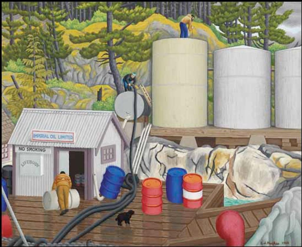 Edward John (E. J.) Hughes (1913-2007) - Storage Tanks at Bones Bay, Cracroft Island