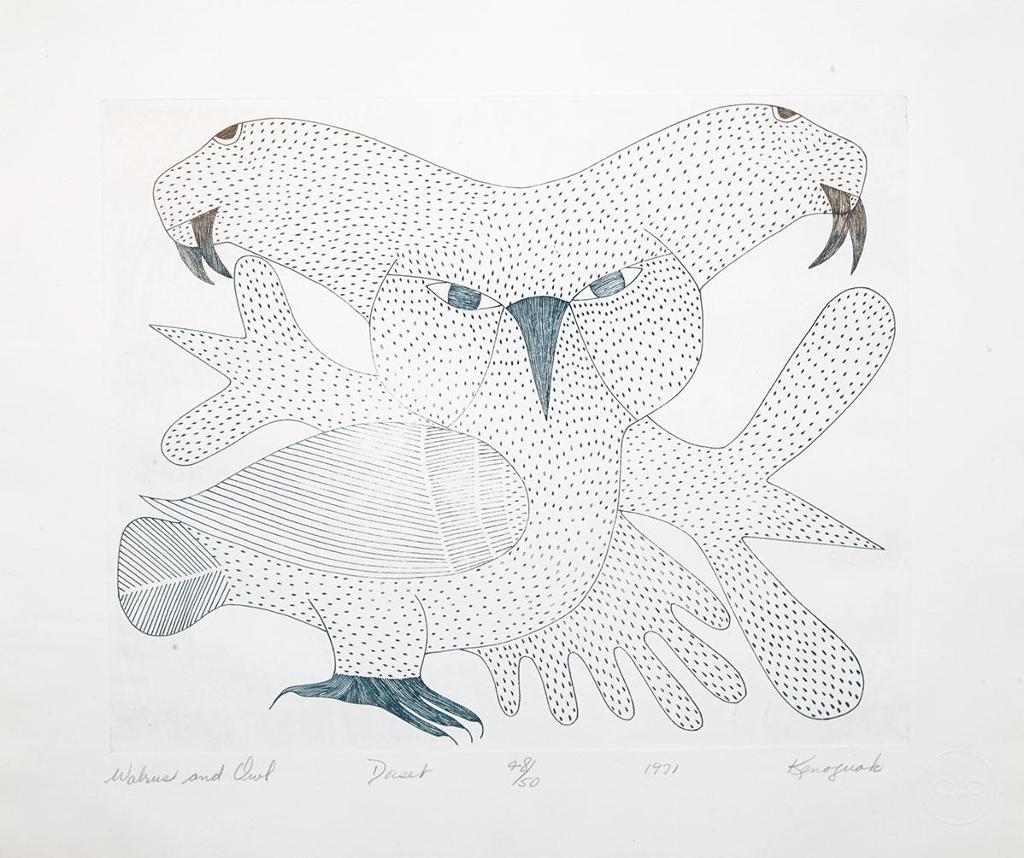 Kenojuak Ashevak (1927-2013) - Walrus And Owl