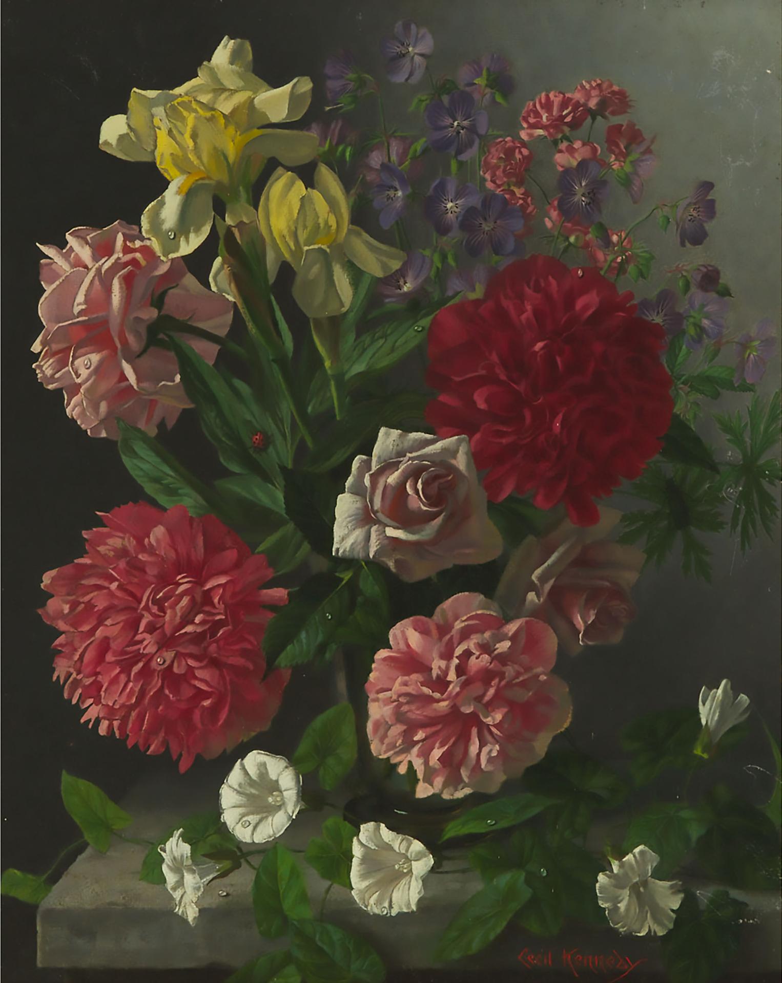 Cecil Kennedy (1905) - Morning Glories, Roses And Daffodils