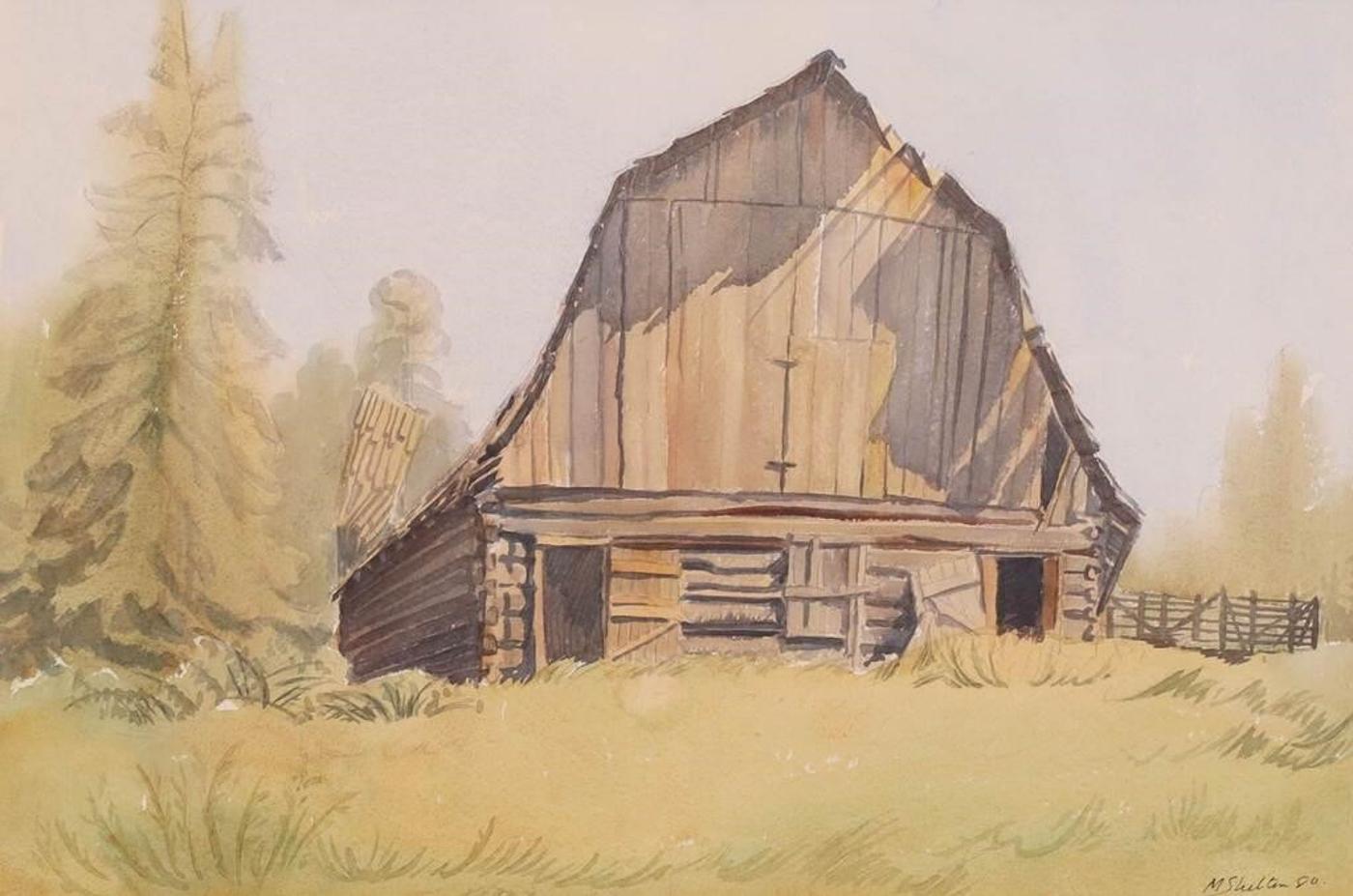 Margaret Dorothy Shelton (1915-1984) - Barn Near Spillimacheen; 1980