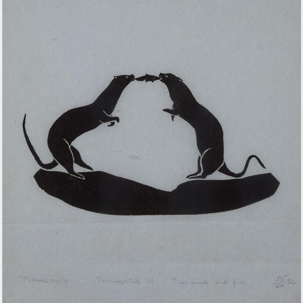 Thomassiapik Sivuarapik (1941-2009) - Two Mink And Fish