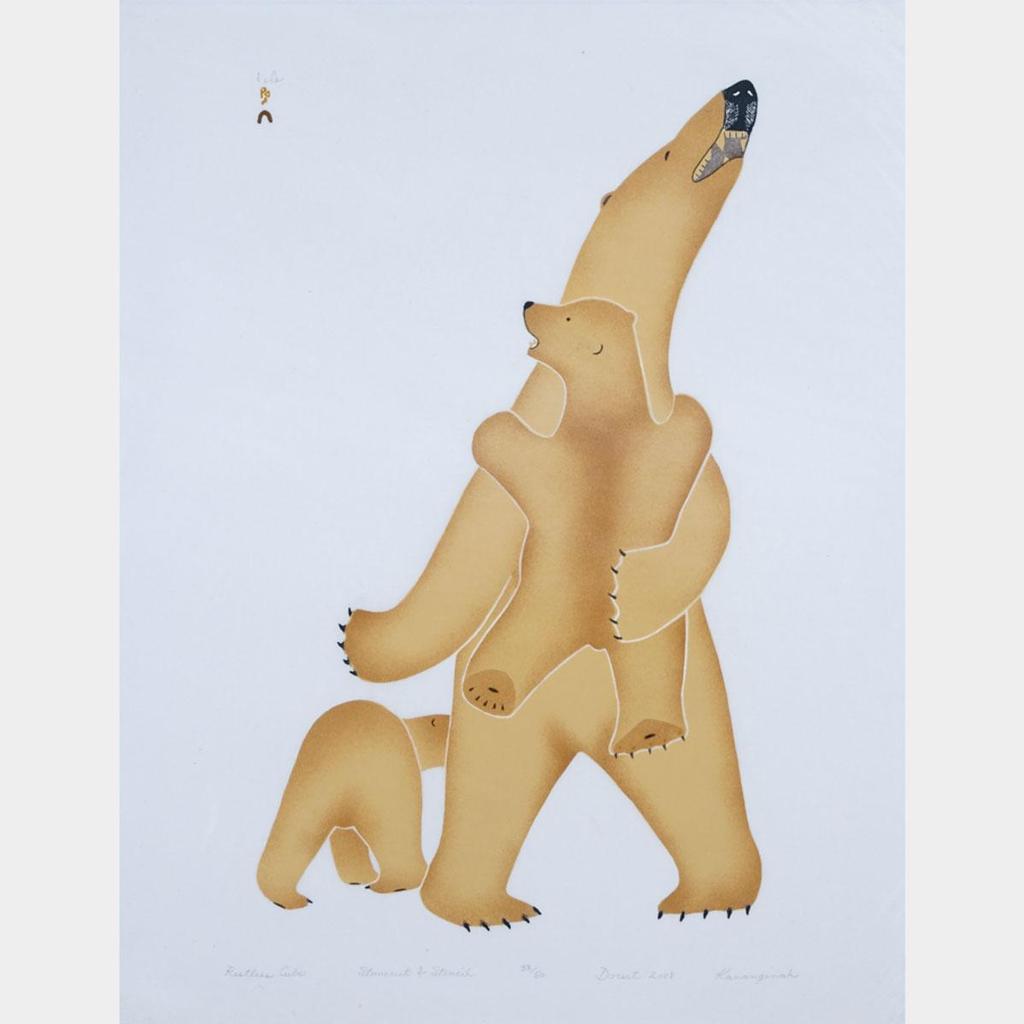 Kananginak Pootoogook (1935-2010) - Restless Cubs