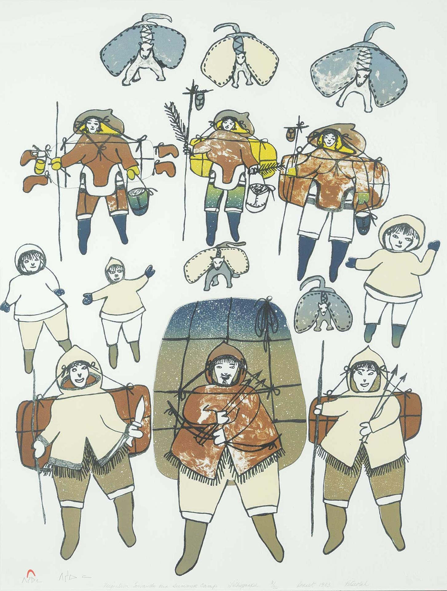 Pitseolak Ashoona (1904-1983) - Migration Towards Our Summer Camp #3/50