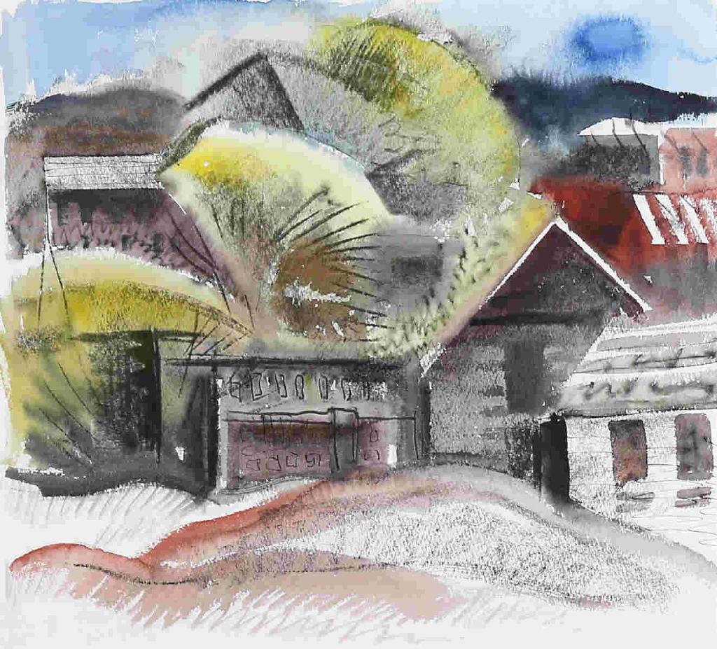 Henry George Glyde (1906-1998) - VILLAGE SCENE (double-sided)