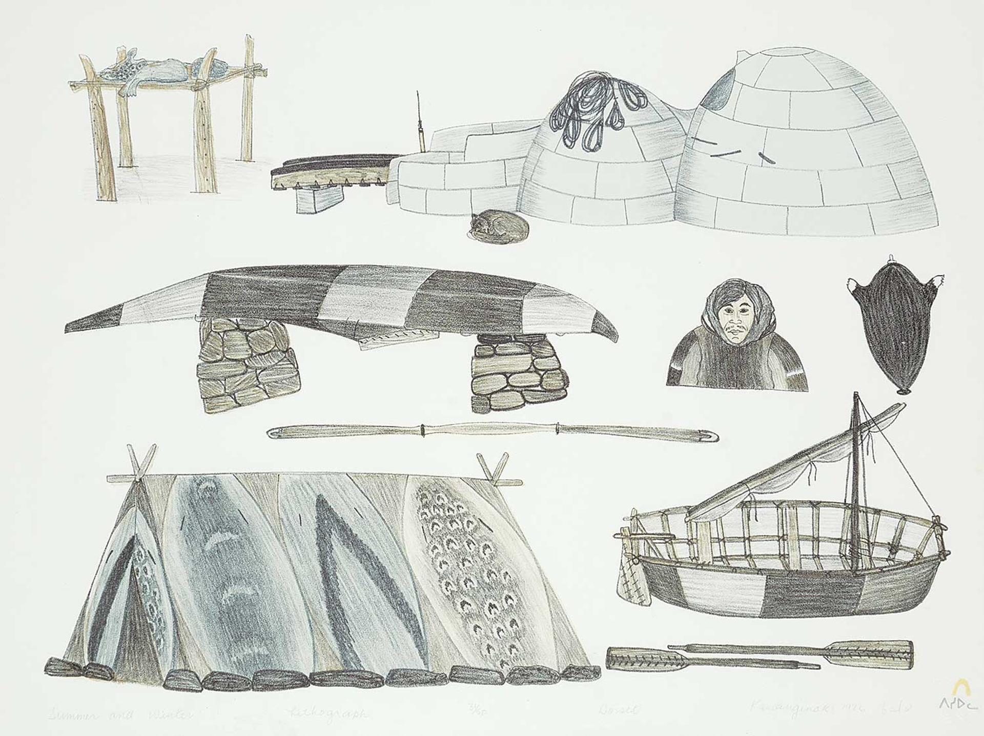 Kananginak Pootoogook (1935-2010) - Summer and Winter #31/50