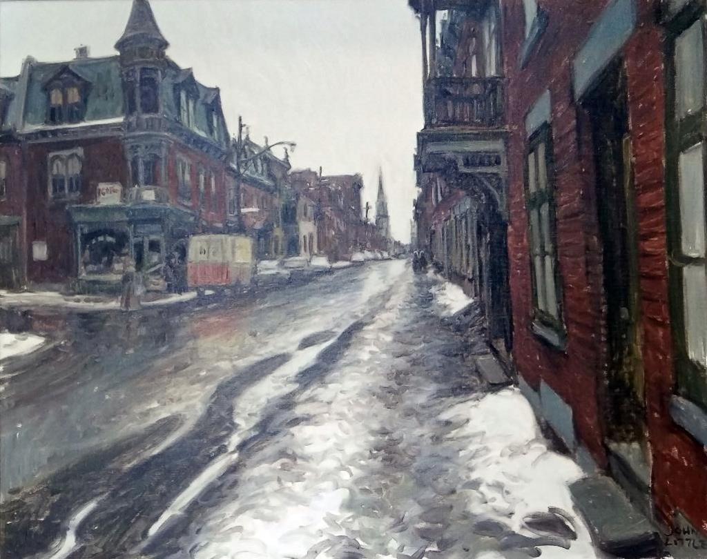 John Geoffrey Caruthers Little (1928-2024) - Le Vrai Plein couer de Montreal, (The True Heart of Montreal), Rue de la Visitation - coin Rue Logan