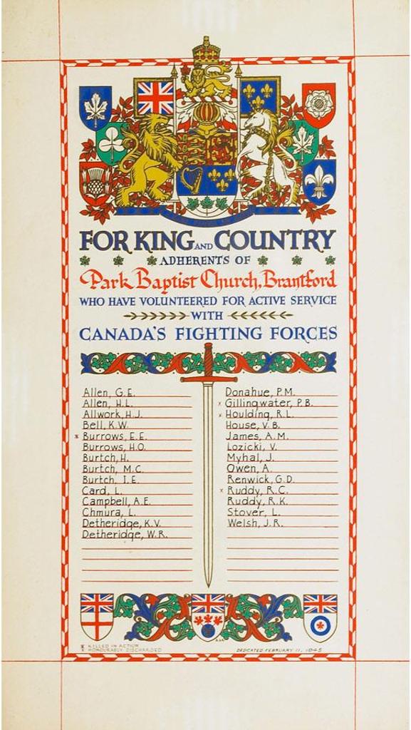 Alfred Joseph (A.J.) Casson (1898-1992) - Honour Roll