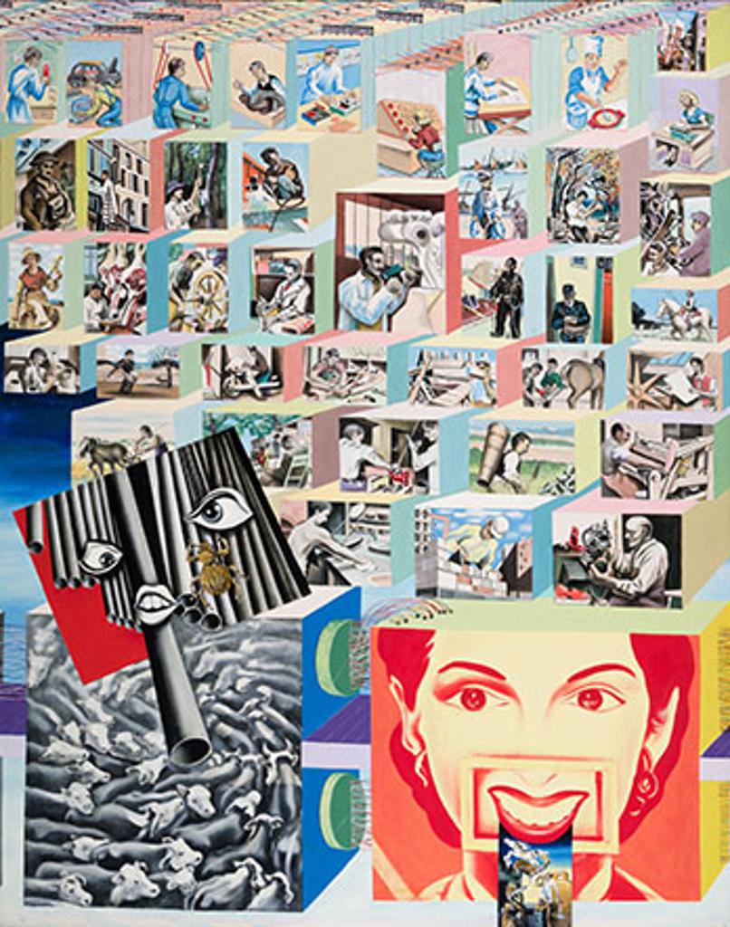 Erró - Métier francais et vaches américaines, from the Juxta-Paintings Series
