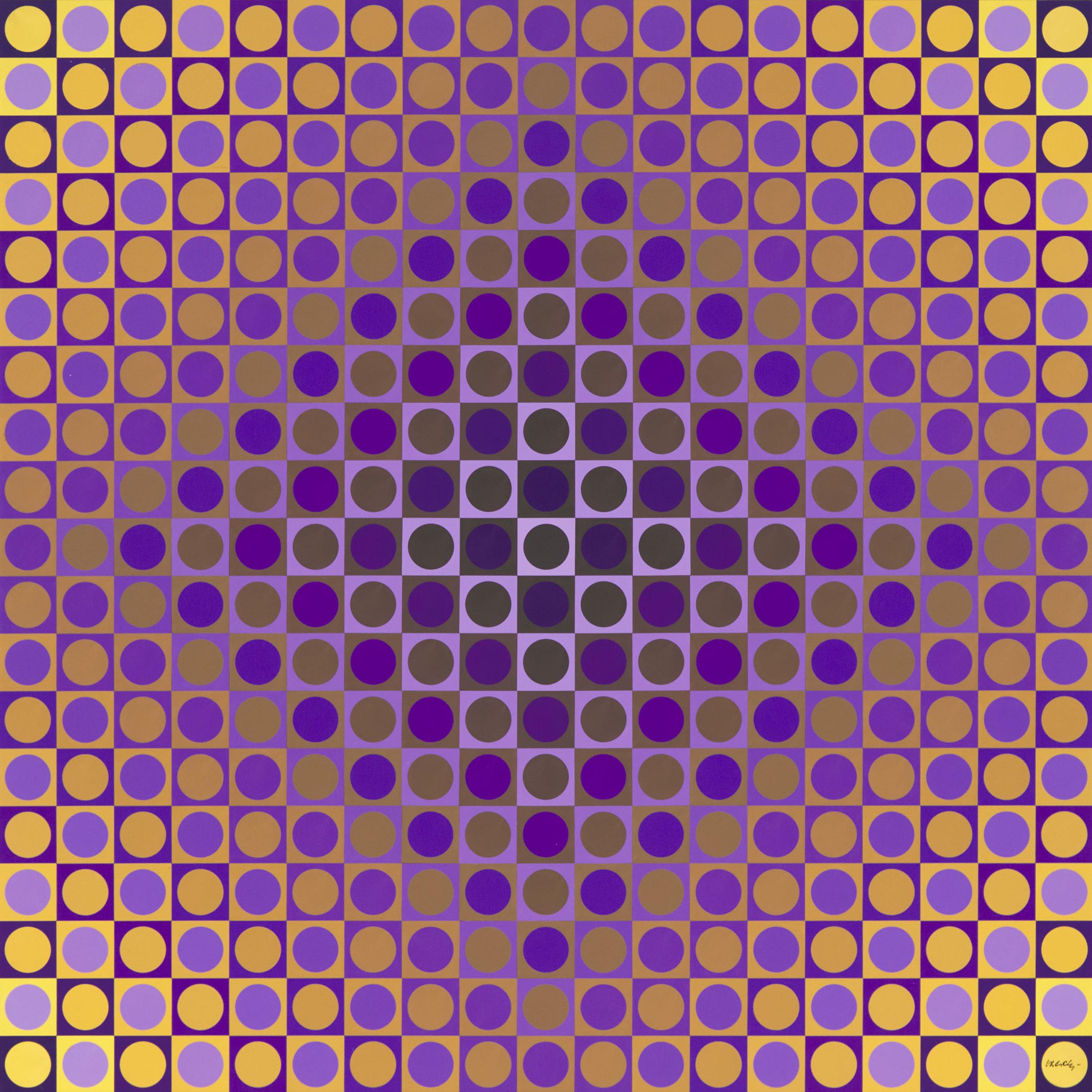 Victor Vasarely (1906-1997) - Alom Yellow/Violet, 1975
